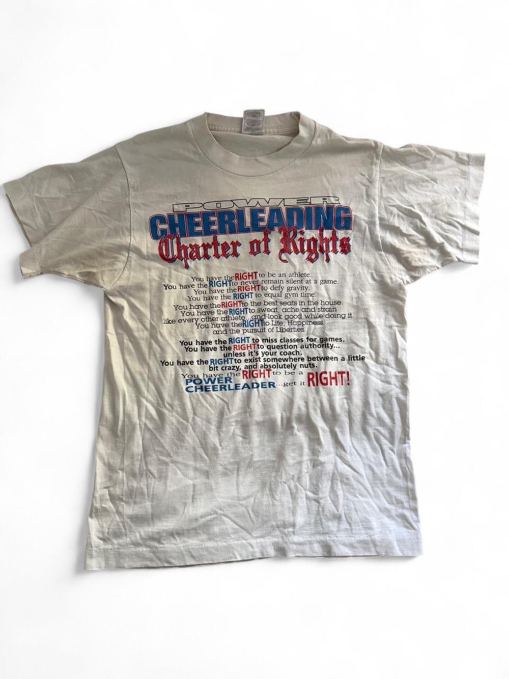 Vintage 'Power Cheerleading Charter of Rights' Graphic T-Shirt
